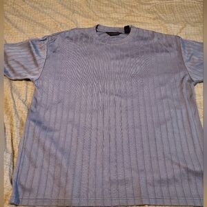 Damante Mens Gray Short Sleeve Pin Strip Shirt XL